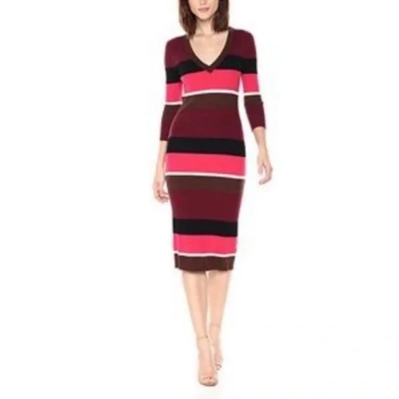 brown and red striped sweater dress Vintage Sweater Dress, Brown With Red and Rust Stripes . Sweater Dress\vintage  Knitwear\knitwear\jumper\sweater\boho Dress\